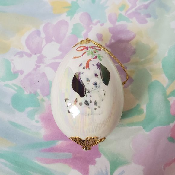 Vintage Opalescent Puppy Dog Ornament with Pearl Pendant - Picture 2 of 3